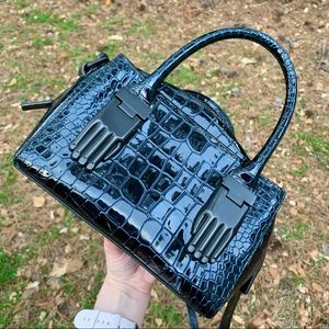 Opening Ceremony Blue Crocodile Leather Crossbody